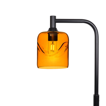 603 Swell: Floor Lamp-Glass-Bicycle Glass Co - Hotshop-Golden Amber-Matte Black-Bicycle Glass Co