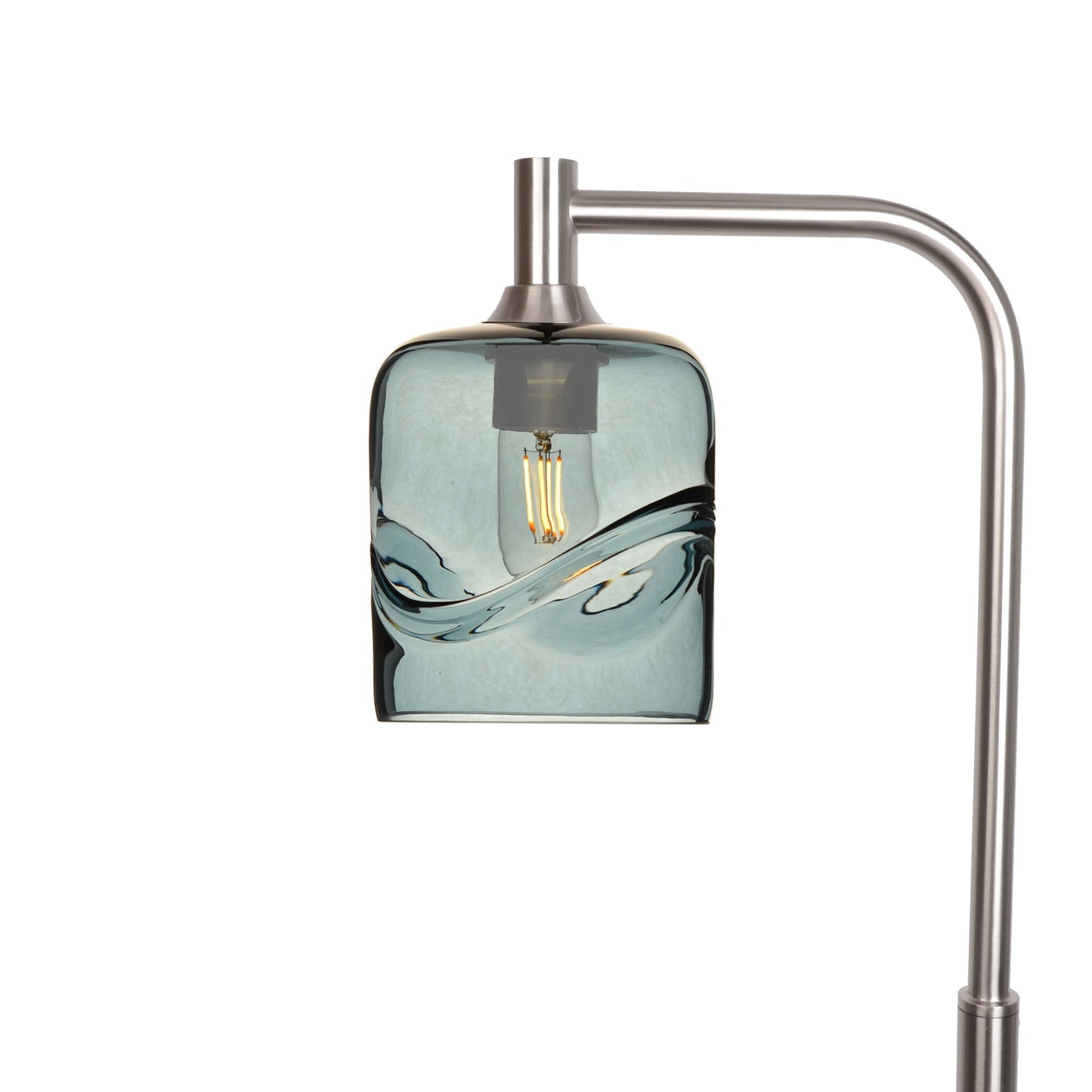 603 Swell: Floor Lamp-Glass-Bicycle Glass Co - Hotshop-Slate Gray-Brushed Nickel-Bicycle Glass Co