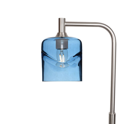 603 Swell: Floor Lamp-Glass-Bicycle Glass Co - Hotshop-Steel Blue-Brushed Nickel-Bicycle Glass Co