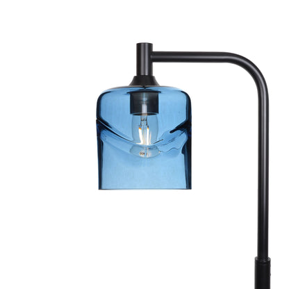 603 Swell: Floor Lamp-Glass-Bicycle Glass Co - Hotshop-Steel Blue-Matte Black-Bicycle Glass Co