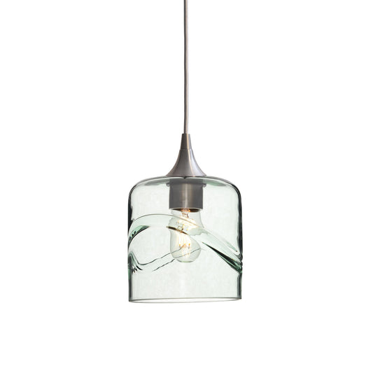 603 Swell: Single Pendant Light-Glass-Bicycle Glass Co - Hotshop-Eco Clear-Brushed Nickel-Bicycle Glass Co