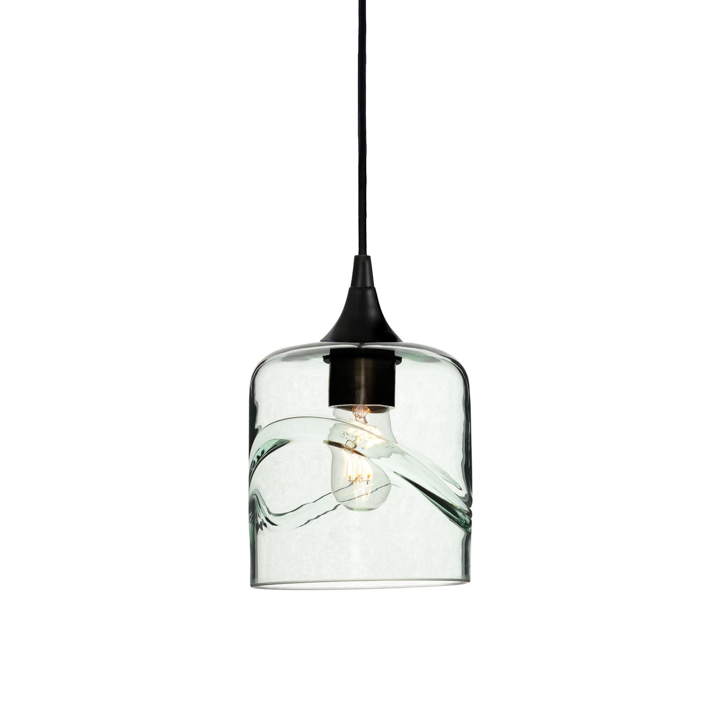 603 Swell: Single Pendant Light-Glass-Bicycle Glass Co - Hotshop-Eco Clear-Matte Black-Bicycle Glass Co