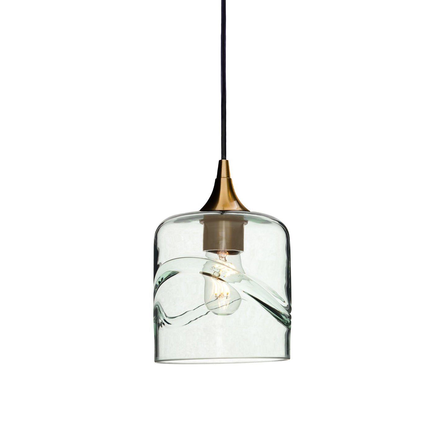 603 Swell: Single Pendant Light-Glass-Bicycle Glass Co - Hotshop-Eco Clear-Polished Brass-Bicycle Glass Co