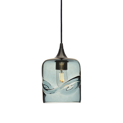 603 Swell: Single Pendant Light-Glass-Bicycle Glass Co - Hotshop-Slate Gray-Antique Bronze-Bicycle Glass Co