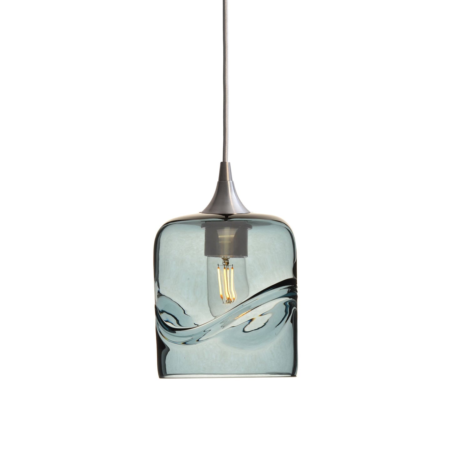 603 Swell: Single Pendant Light-Glass-Bicycle Glass Co - Hotshop-Slate Gray-Brushed Nickel-Bicycle Glass Co