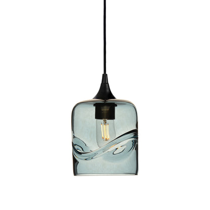 603 Swell: Single Pendant Light-Glass-Bicycle Glass Co - Hotshop-Slate Gray-Matte Black-Bicycle Glass Co