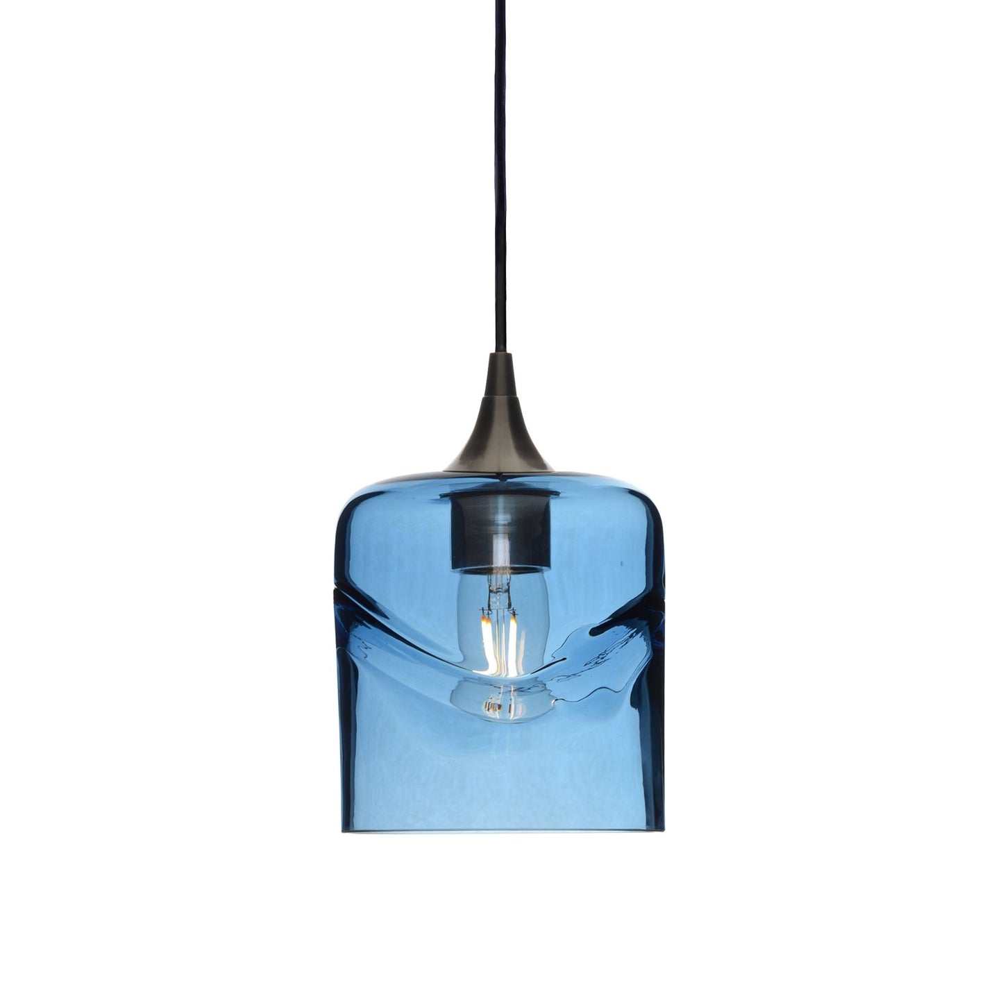 603 Swell: Single Pendant Light-Glass-Bicycle Glass Co - Hotshop-Steel Blue-Antique Bronze-Bicycle Glass Co