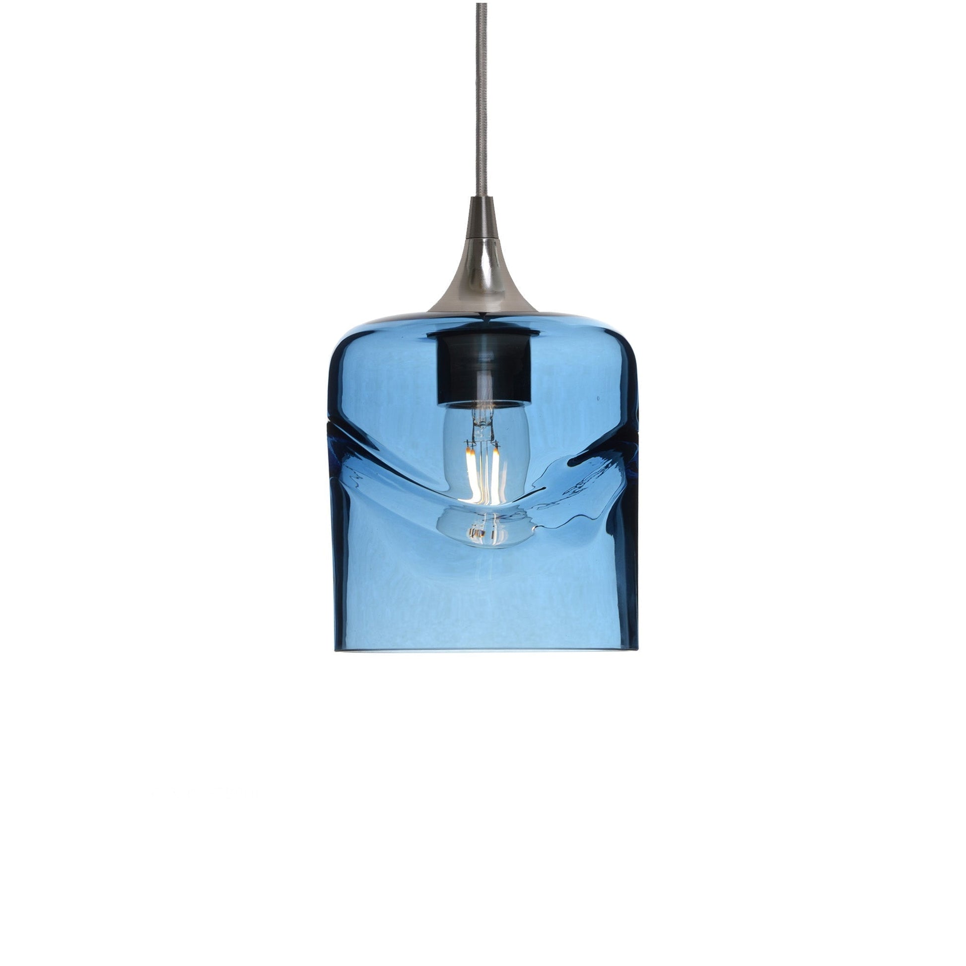 603 Swell: Single Pendant Light-Glass-Bicycle Glass Co - Hotshop-Steel Blue-Bicycle Glass Co