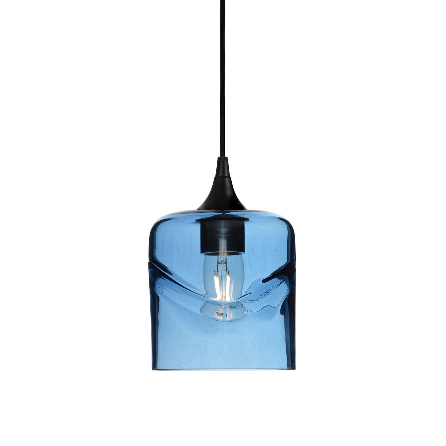 603 Swell: Single Pendant Light-Glass-Bicycle Glass Co - Hotshop-Steel Blue-Matte Black-Bicycle Glass Co