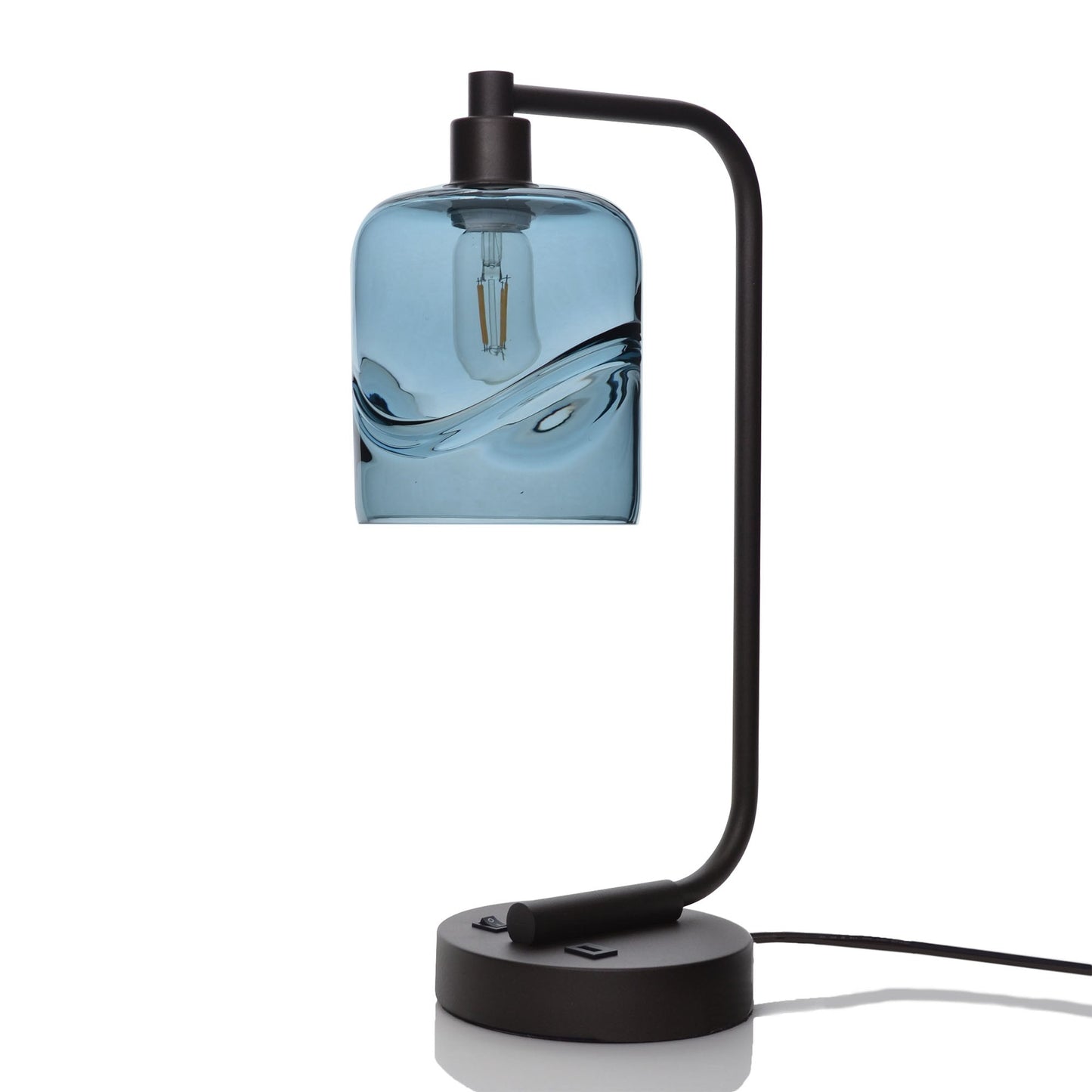 603 Swell: Table Lamp-Glass-Bicycle Glass Co - Hotshop-Steel Blue-Brushed Nickel-Bicycle Glass Co