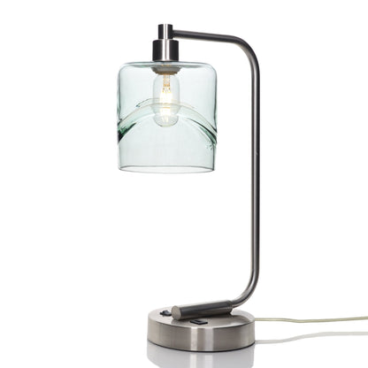 603 Swell: Table Lamp-Glass-Bicycle Glass Co - Hotshop-Eco Clear-Brushed Nickel-4 Watt LED (+$0.00)-Bicycle Glass Co