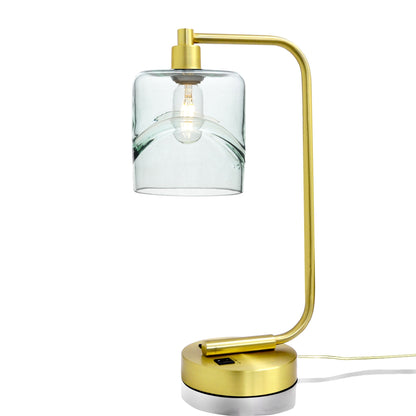 603 Swell: Table Lamp-Glass-Bicycle Glass Co - Hotshop-Eco Clear-Satin Brass-Bicycle Glass Co