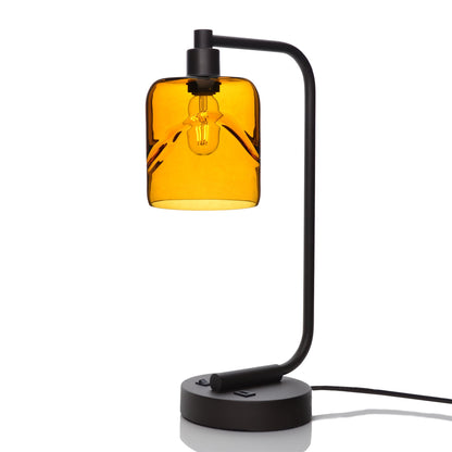 603 Swell: Table Lamp-Glass-Bicycle Glass Co - Hotshop-Golden Amber-Matte Black-Bicycle Glass Co