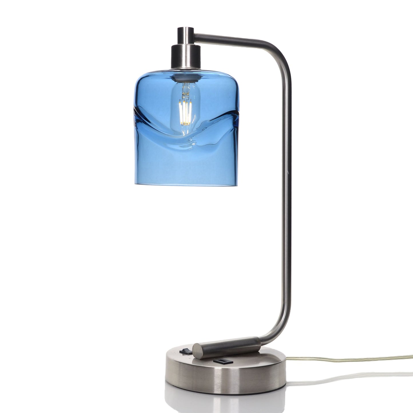 603 Swell: Table Lamp-Glass-Bicycle Glass Co - Hotshop-Steel Blue-Brushed Nickel-Bicycle Glass Co