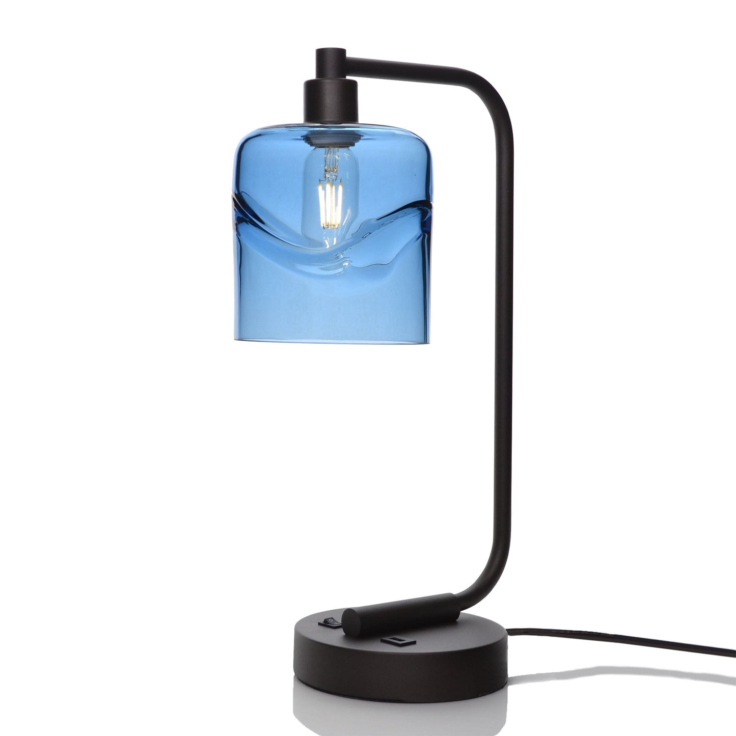 603 Swell: Table Lamp-Glass-Bicycle Glass Co - Hotshop-Steel Blue-Matte Black-Bicycle Glass Co