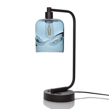 603 Swell: Table Lamp-Glass-Bicycle Glass Co - Hotshop-Steel Blue-Brushed Nickel-4 Watt LED (+$0.00)-Bicycle Glass Co