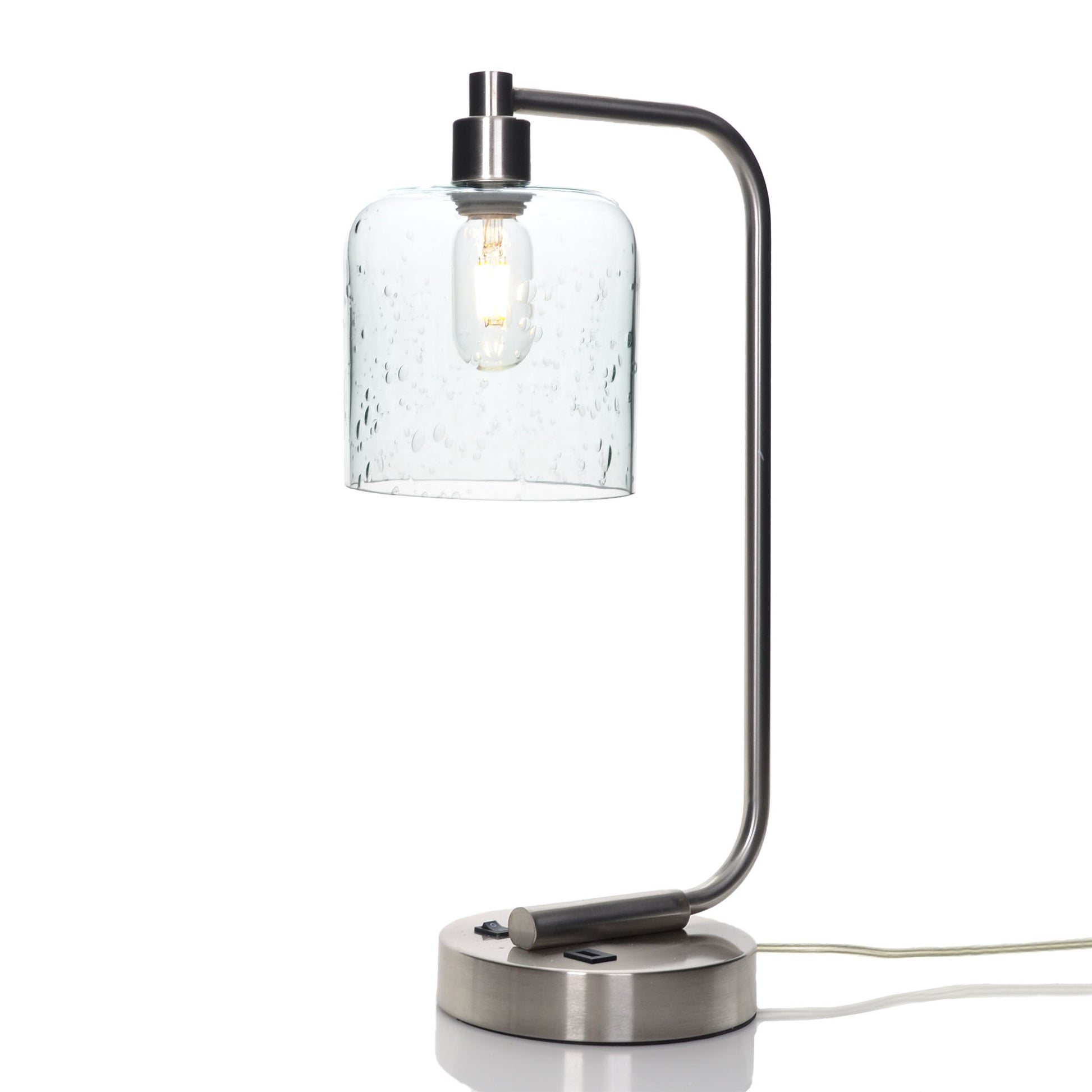 603 Table Lamp-Glass-Bicycle Glass Co - Hotshop-Lunar-Eco Clear-Brushed Nickel-Bicycle Glass Co