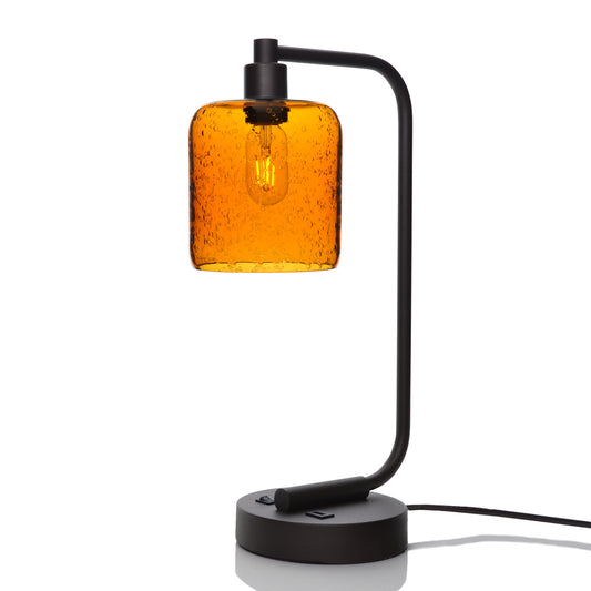 603 Table Lamp-Glass-Bicycle Glass Co - Hotshop-Lunar-Golden Amber-Matte Black-Bicycle Glass Co