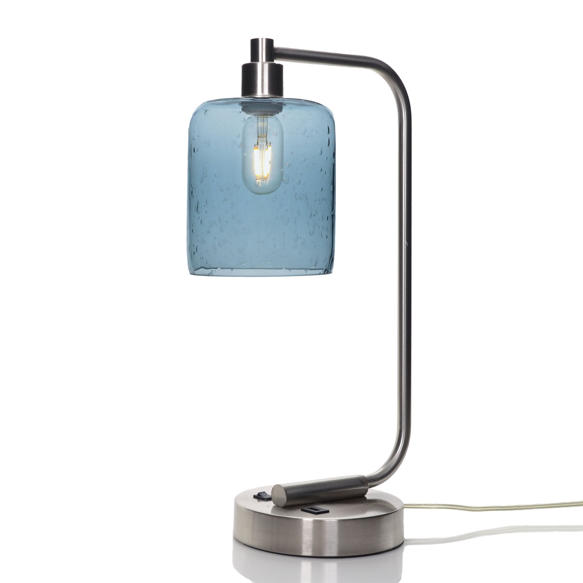 603 Table Lamp-Glass-Bicycle Glass Co - Hotshop-Lunar-Slate Gray-Brushed Nickel-Bicycle Glass Co