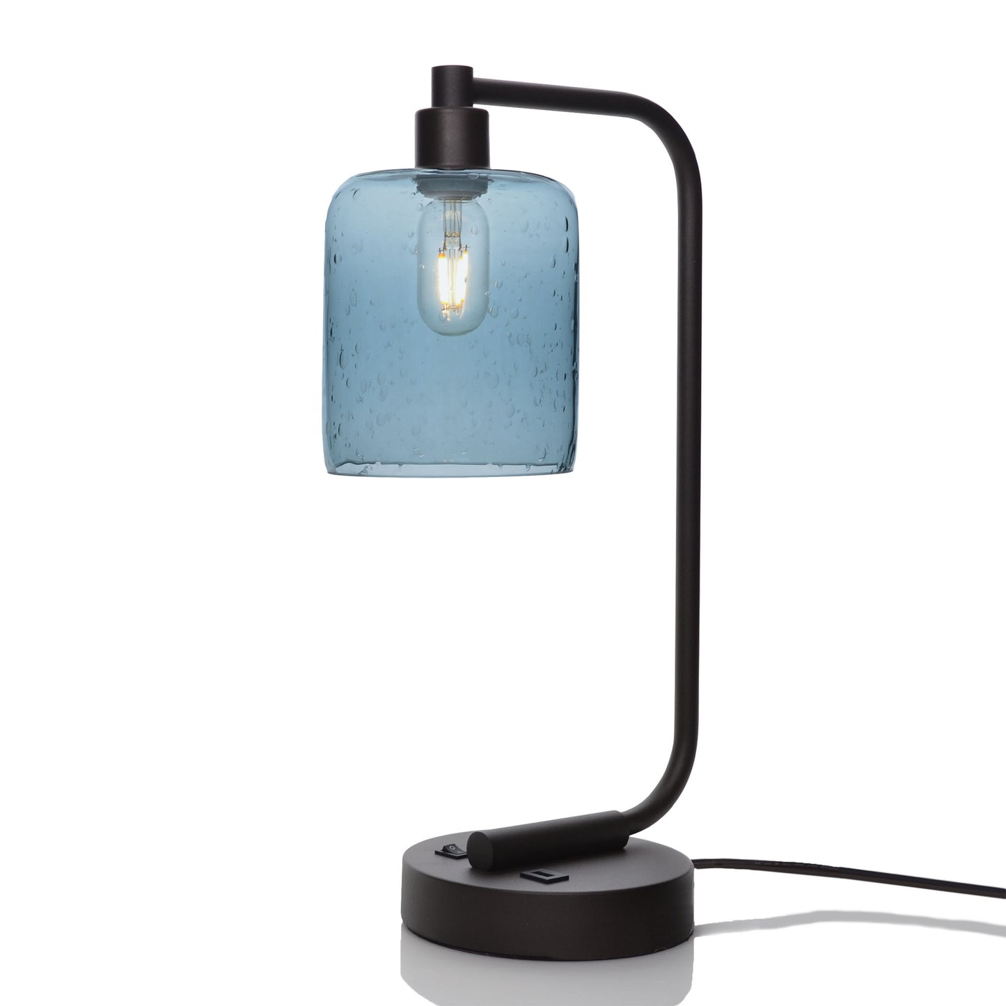 603 Table Lamp-Glass-Bicycle Glass Co - Hotshop-Lunar-Slate Gray-Matte Black-Bicycle Glass Co