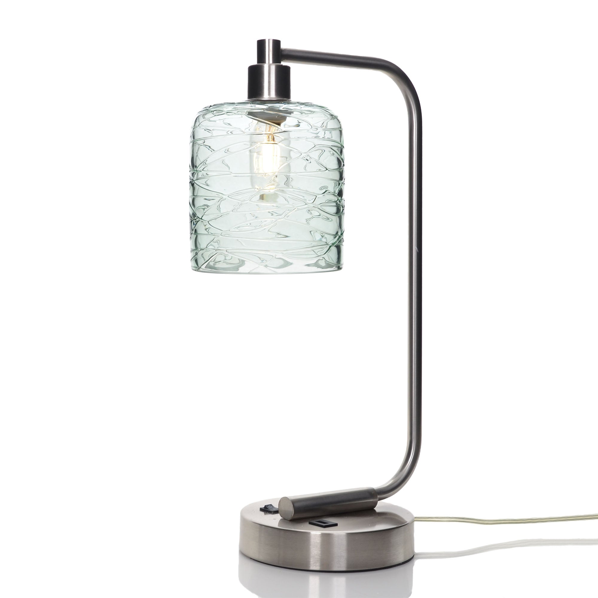 603 Table Lamp-Glass-Bicycle Glass Co - Hotshop-Spun-Eco Clear-Brushed Nickel-Bicycle Glass Co