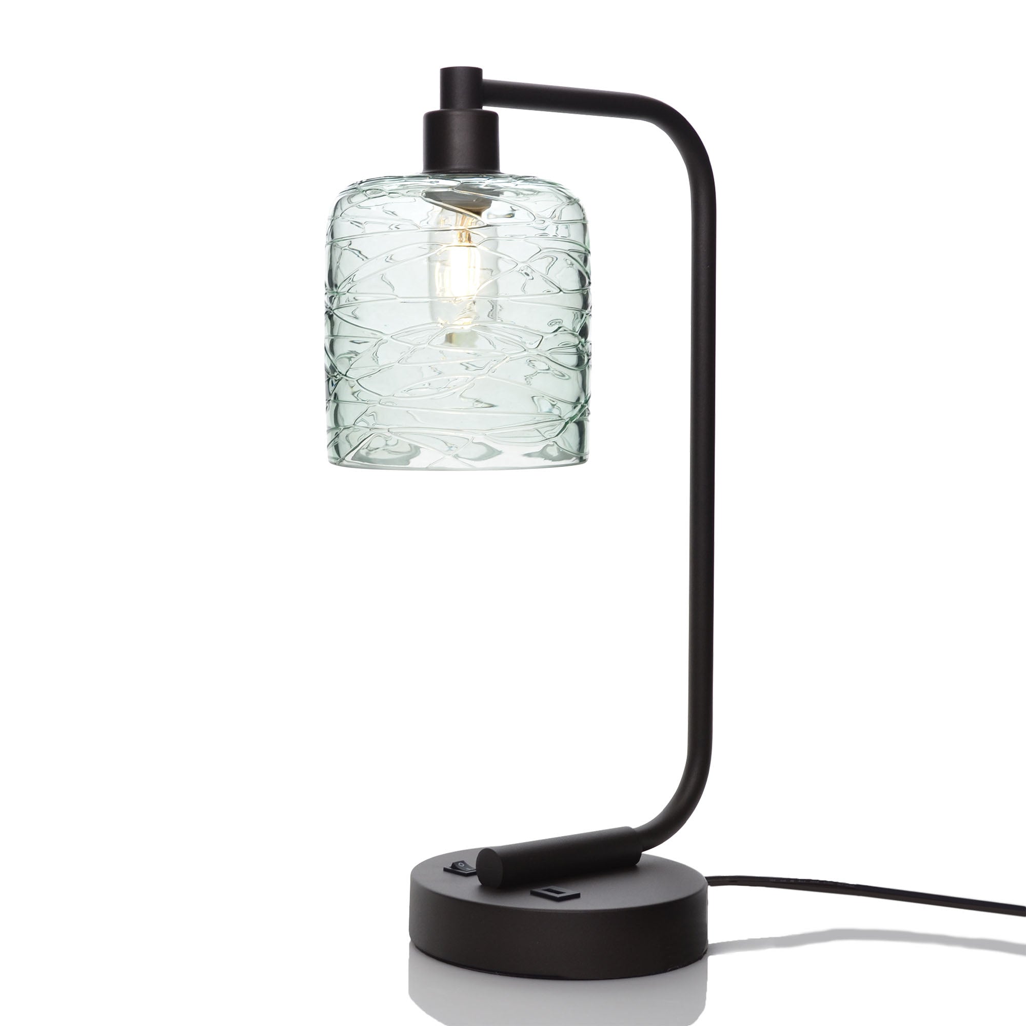603 Table Lamp-Glass-Bicycle Glass Co - Hotshop-Spun-Eco Clear-Matte Black-Bicycle Glass Co