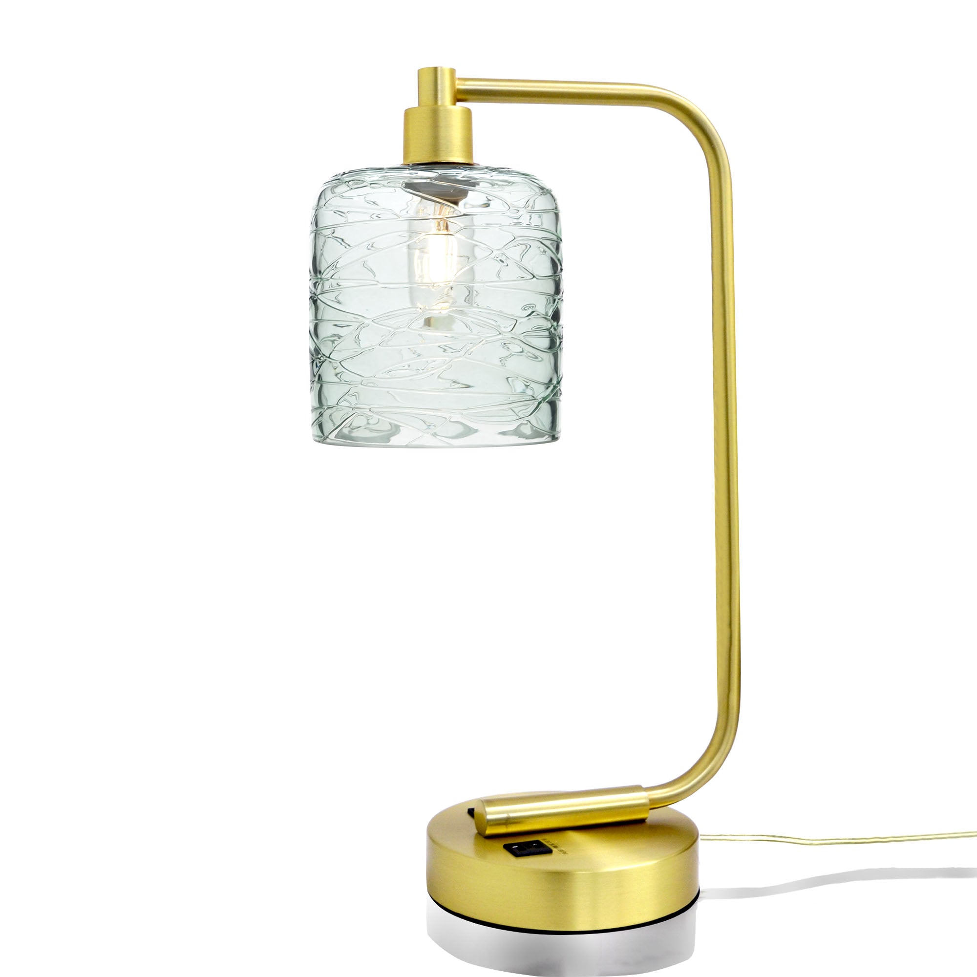 603 Table Lamp-Glass-Bicycle Glass Co - Hotshop-Spun-Eco Clear-Satin Brass-Bicycle Glass Co