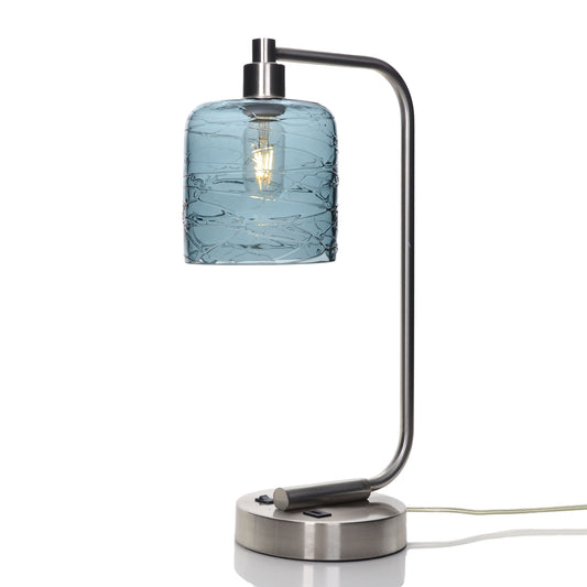 603 Table Lamp-Glass-Bicycle Glass Co - Hotshop-Spun-Slate Gray-Brushed Nickel-Bicycle Glass Co