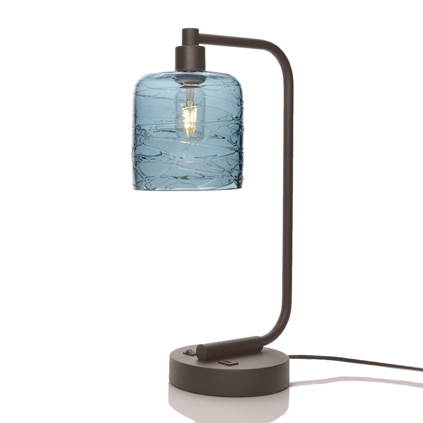 603 Table Lamp-Glass-Bicycle Glass Co - Hotshop-Spun-Slate Gray-Dark Bronze-Bicycle Glass Co