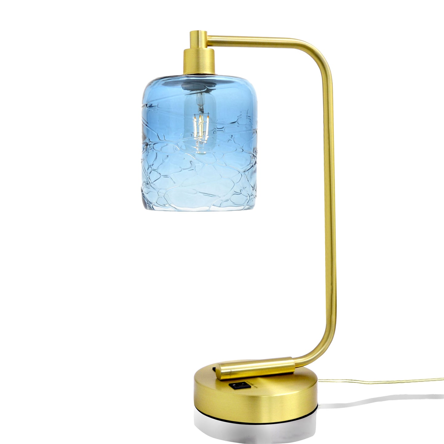 603 Table Lamp-Glass-Bicycle Glass Co - Hotshop-Spun-Steel Blue-Satin Brass-Bicycle Glass Co