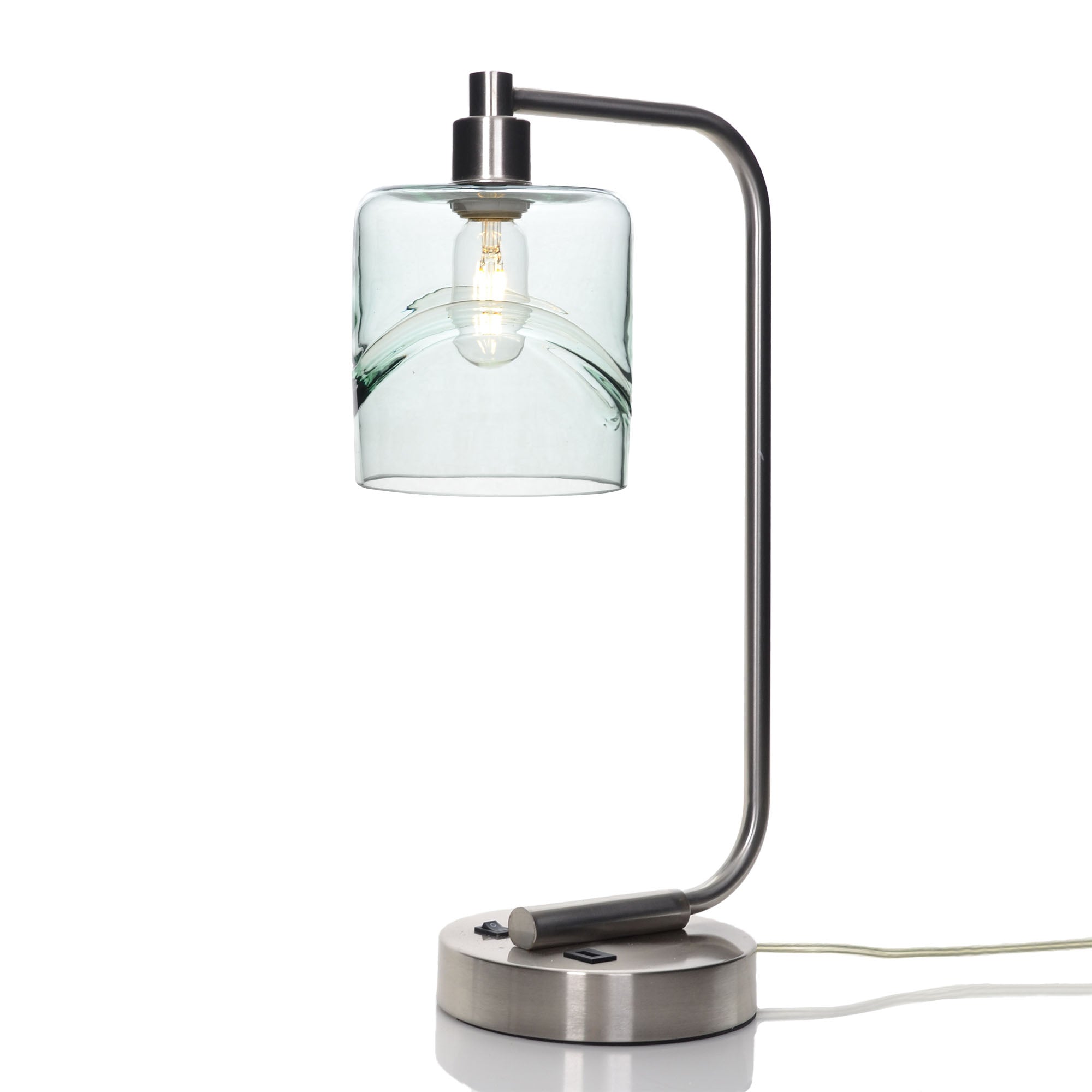603 Table Lamp-Glass-Bicycle Glass Co - Hotshop-Swell-Eco Clear-Brushed Nickel-Bicycle Glass Co