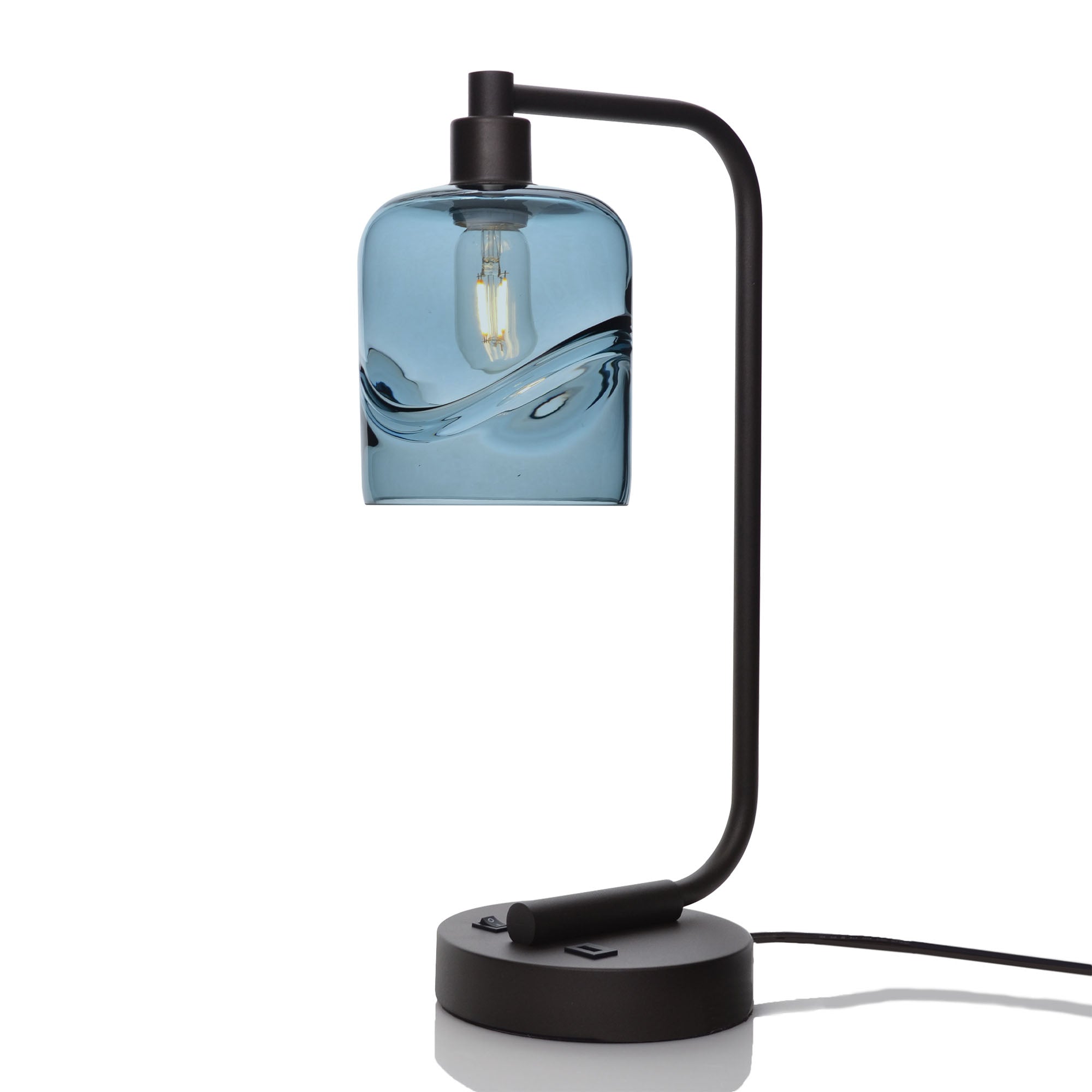 603 Table Lamp-Glass-Bicycle Glass Co - Hotshop-Swell-Slate Gray-Matte Black-Bicycle Glass Co
