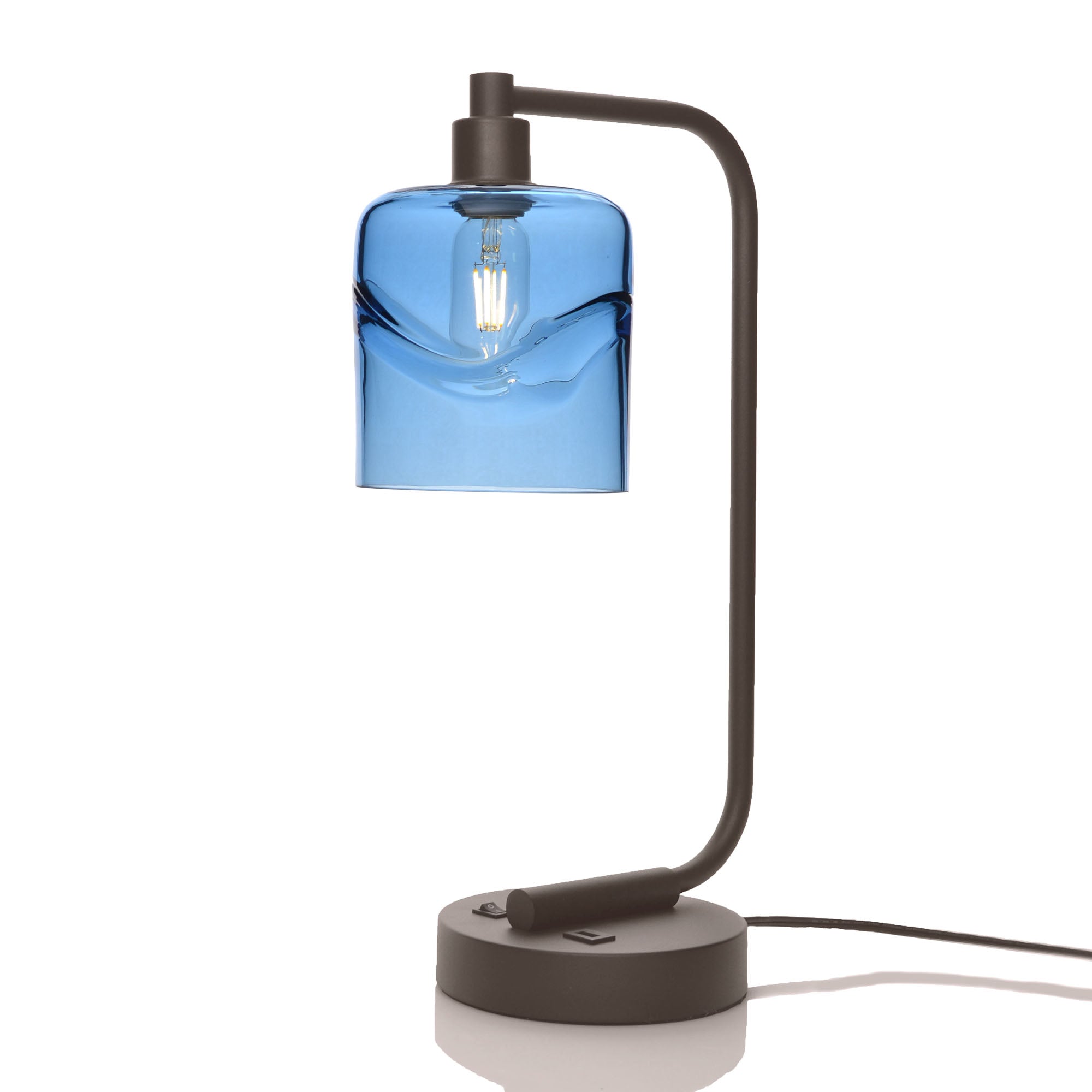 603 Table Lamp-Glass-Bicycle Glass Co - Hotshop-Swell-Steel Blue-Dark Bronze-Bicycle Glass Co