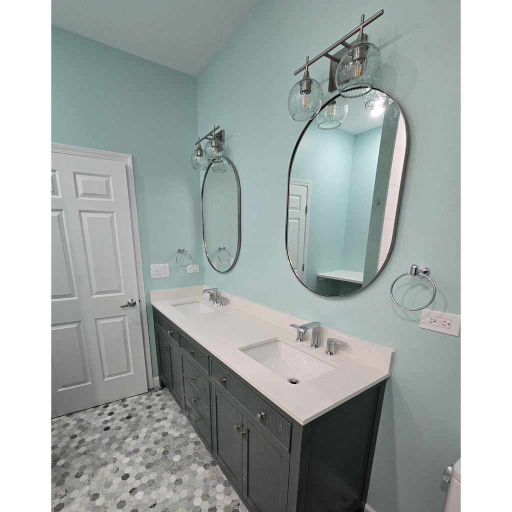 763 2-Light Wall Vanity-Bicycle Glass Co-Brushed Nickel-Lunar-Steel Blue-Bicycle Glass Co