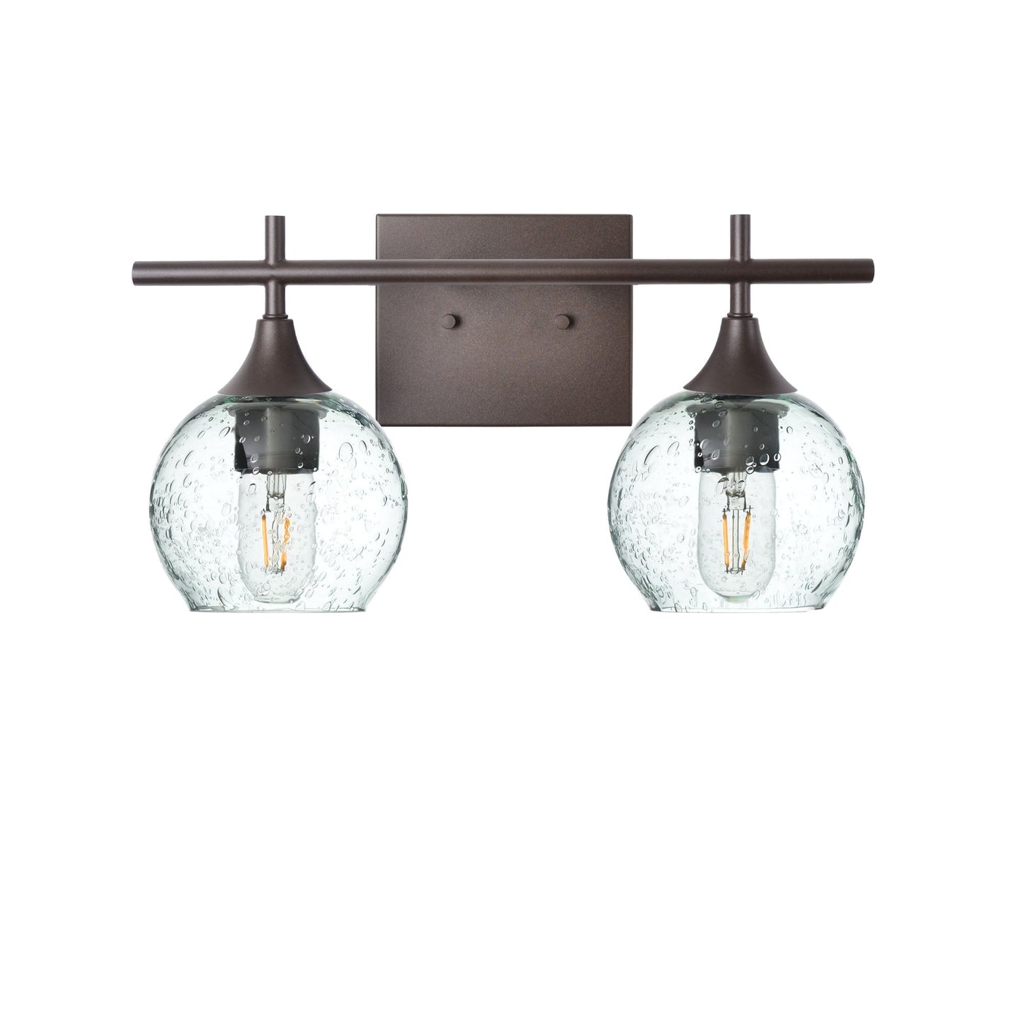 763 2-Light Wall Vanity-Bicycle Glass Co-Antique Bronze-Lunar-Eco Clear-Bicycle Glass Co