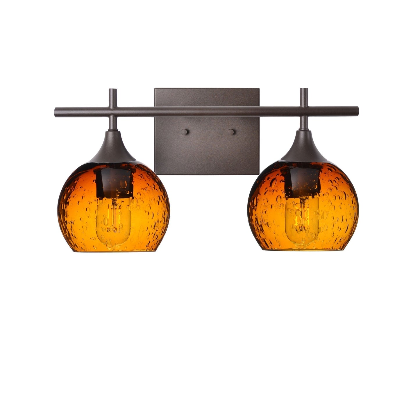 763 2-Light Wall Vanity-Bicycle Glass Co-Antique Bronze-Lunar-Golden Amber-Bicycle Glass Co