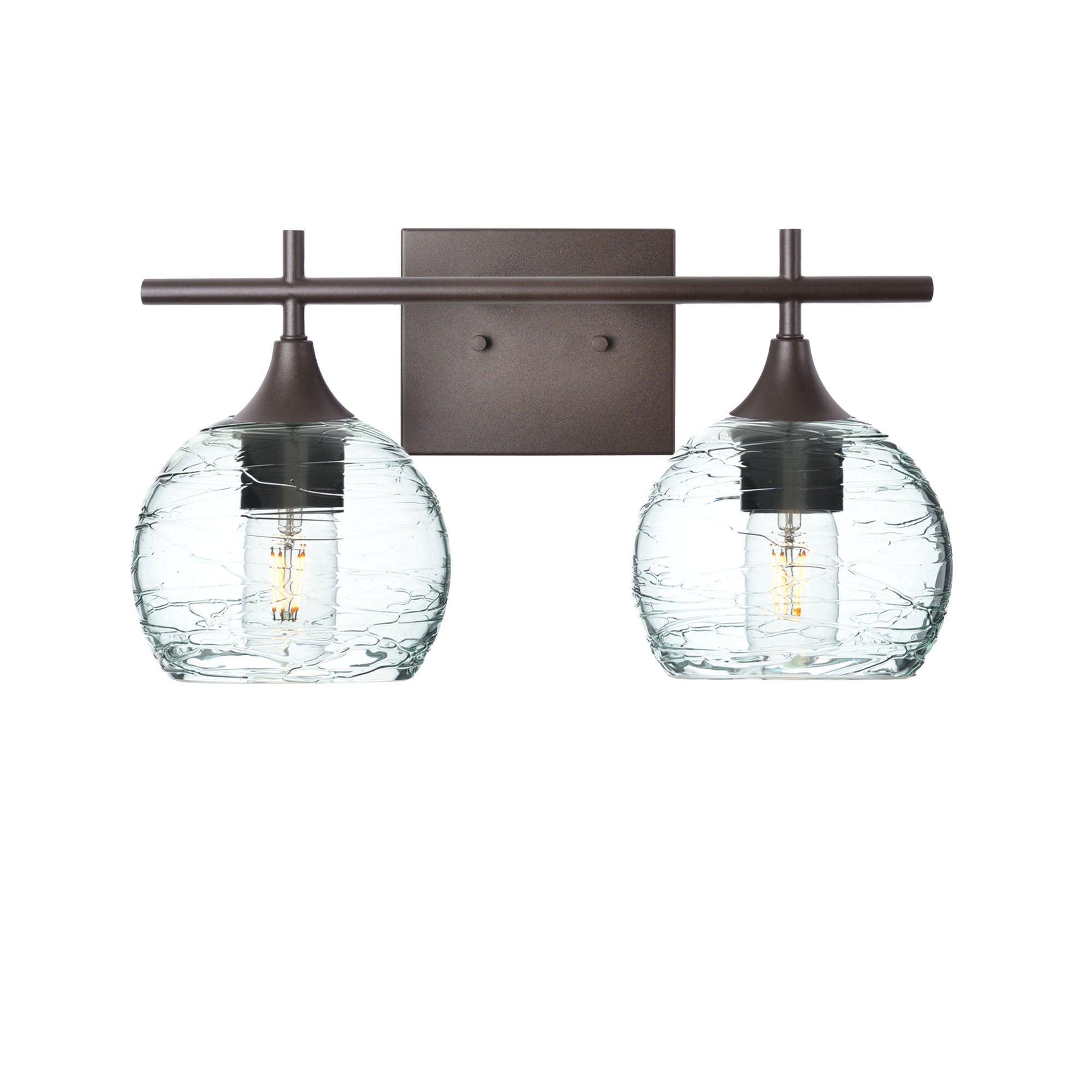 763 2-Light Wall Vanity-Bicycle Glass Co-Antique Bronze-Spun-Eco Clear-Bicycle Glass Co