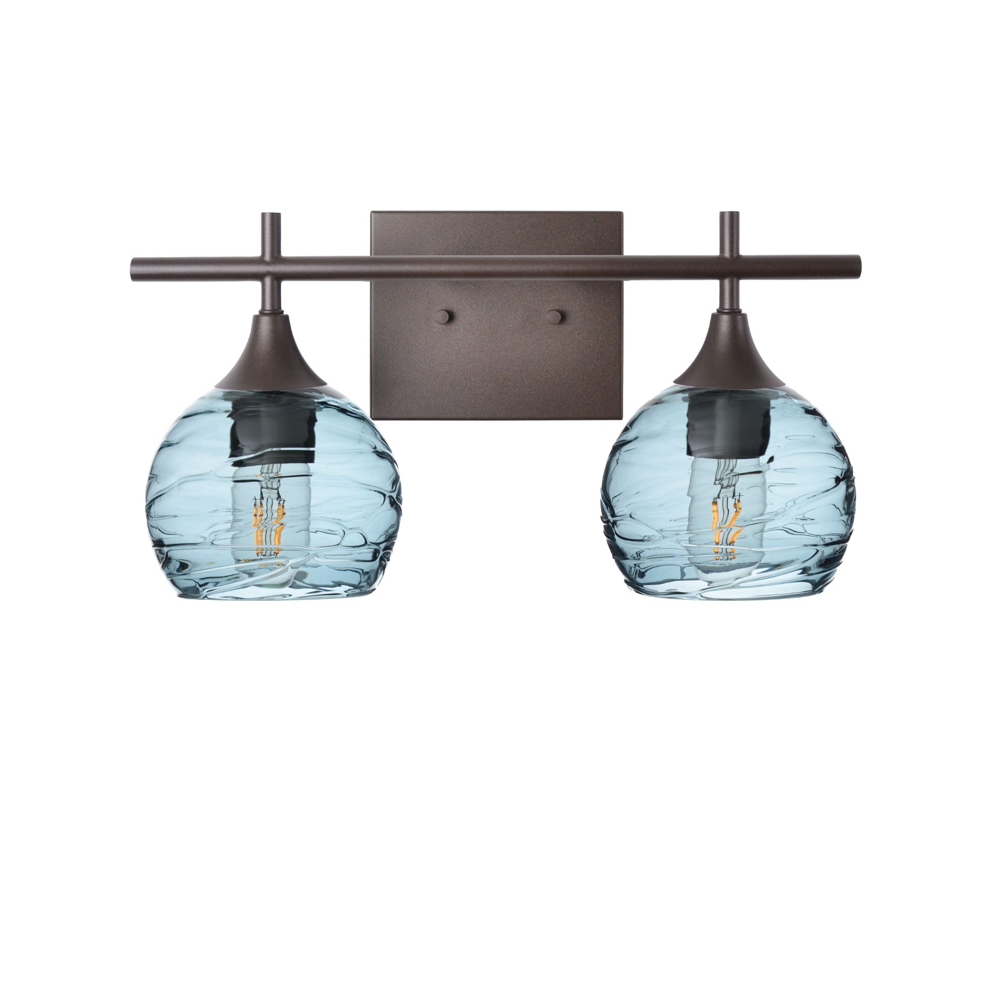 763 2-Light Wall Vanity-Bicycle Glass Co-Antique Bronze-Spun-Slate Gray-Bicycle Glass Co
