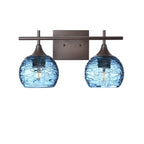 763 2-Light Wall Vanity-Bicycle Glass Co-Antique Bronze-Spun-Steel Blue-Bicycle Glass Co