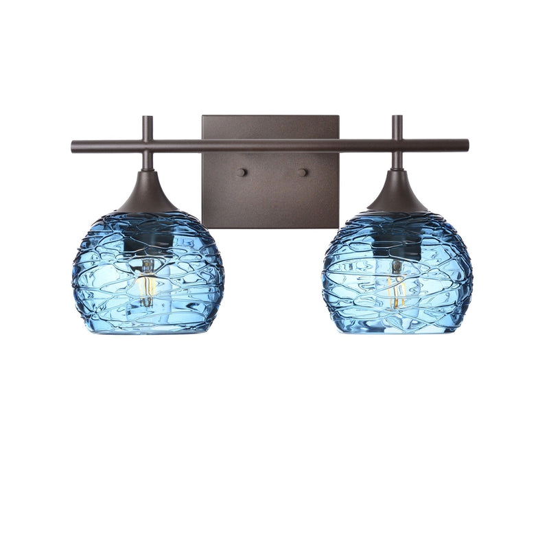 763 2-Light Wall Vanity — Antique Bronze / Spun / Steel Blue