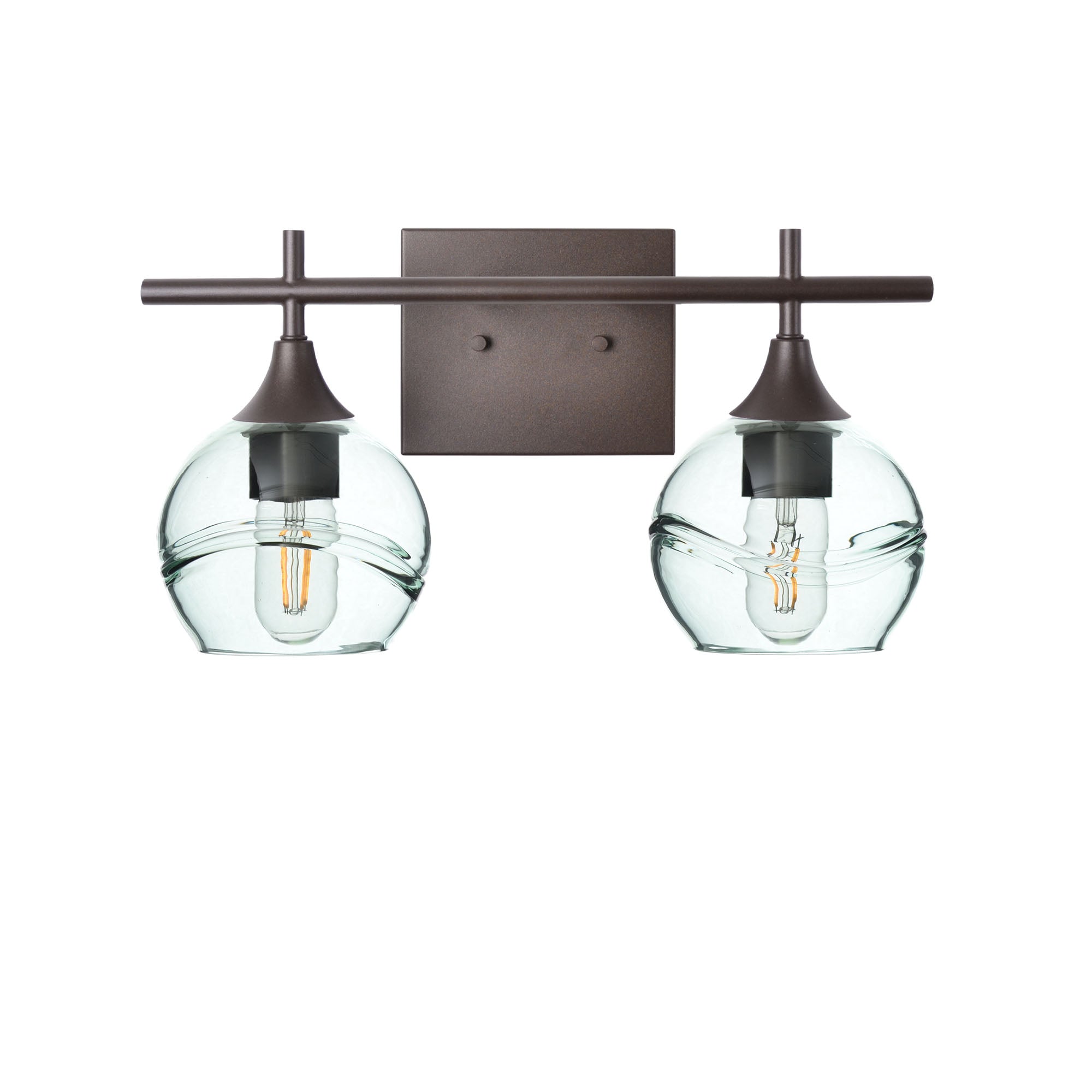 763 2-Light Wall Vanity-Bicycle Glass Co-Antique Bronze-Swell-Eco Clear-Bicycle Glass Co