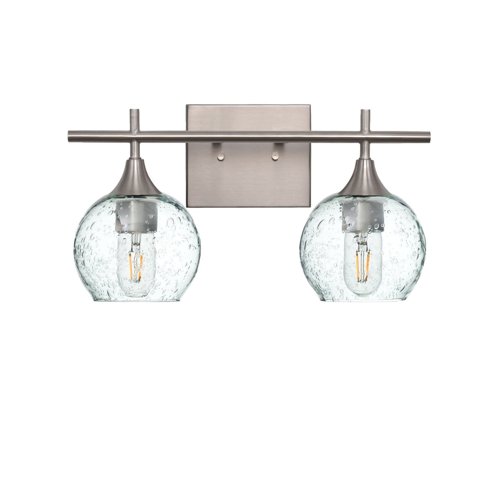 763 2-Light Wall Vanity-Bicycle Glass Co-Brushed Nickel-Lunar-Eco Clear-Bicycle Glass Co