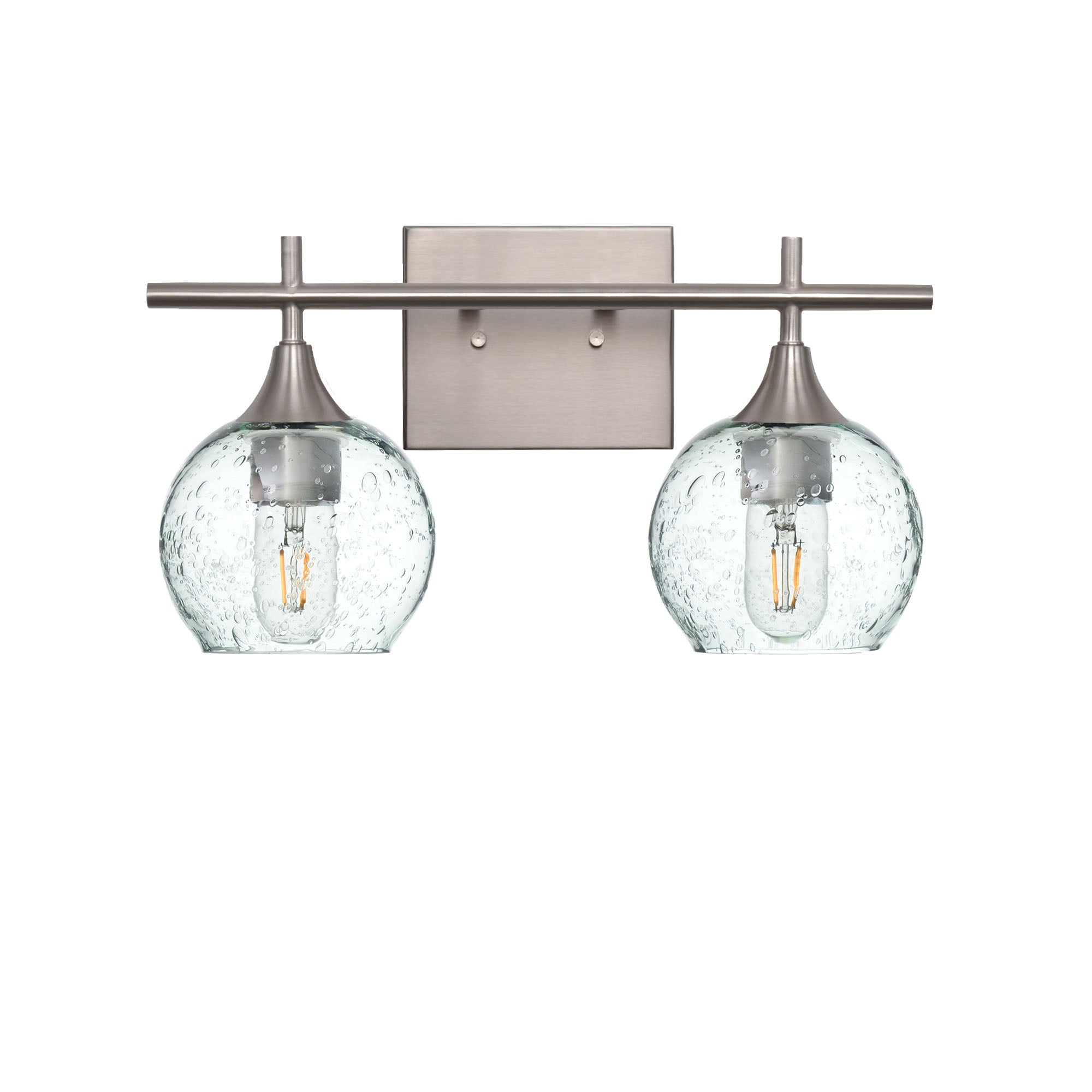 763 2-Light Wall Vanity-Bicycle Glass Co-Brushed Nickel-Lunar-Eco Clear-Bicycle Glass Co