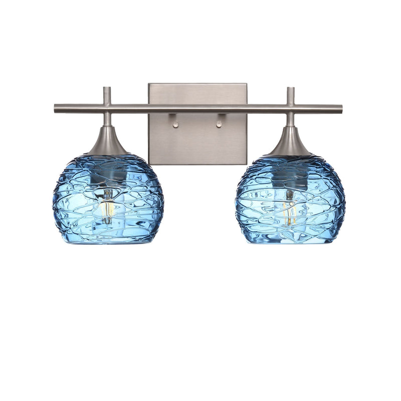 763 2-Light Wall Vanity – Brushed Nickel / Spun / Steel Blue
