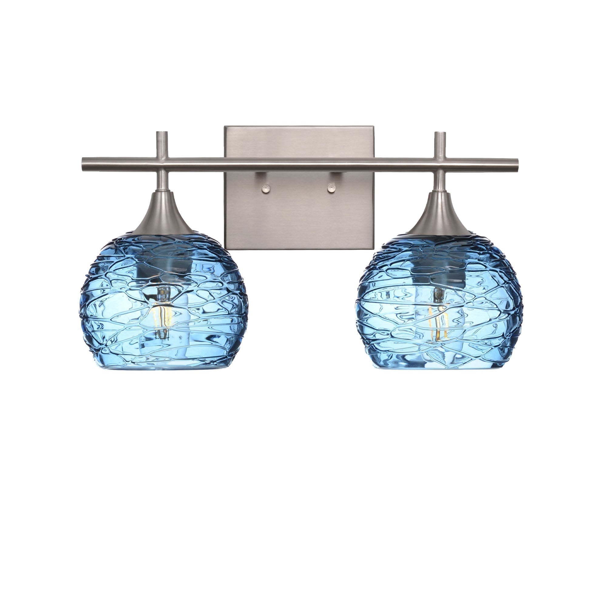 763 2-Light Wall Vanity-Bicycle Glass Co-Brushed Nickel-Spun-Steel Blue-Bicycle Glass Co