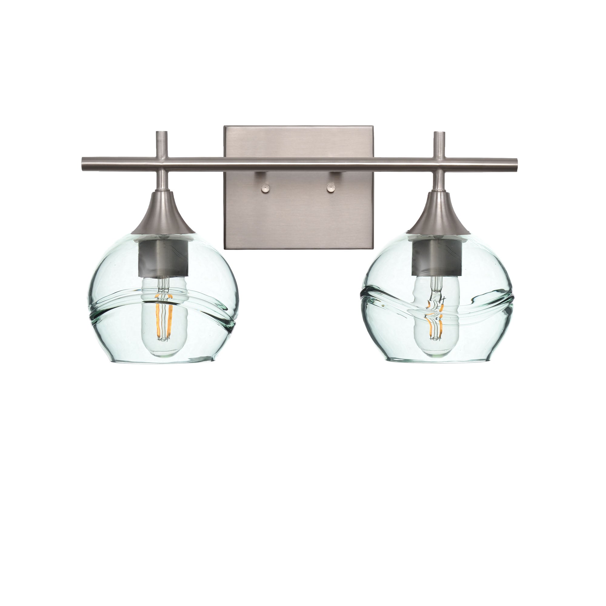 763 2-Light Wall Vanity-Bicycle Glass Co-Brushed Nickel-Swell-Eco Clear-Bicycle Glass Co