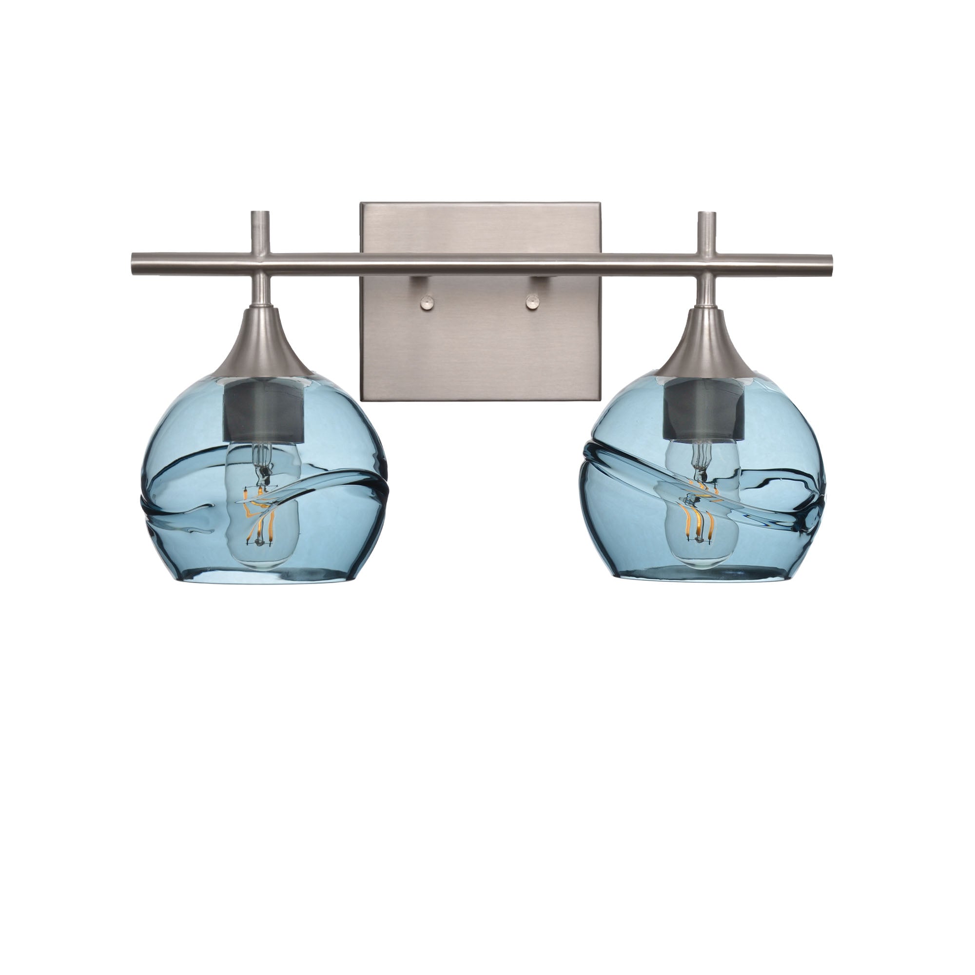 763 2-Light Wall Vanity-Bicycle Glass Co-Brushed Nickel-Swell-Slate Gray-Bicycle Glass Co