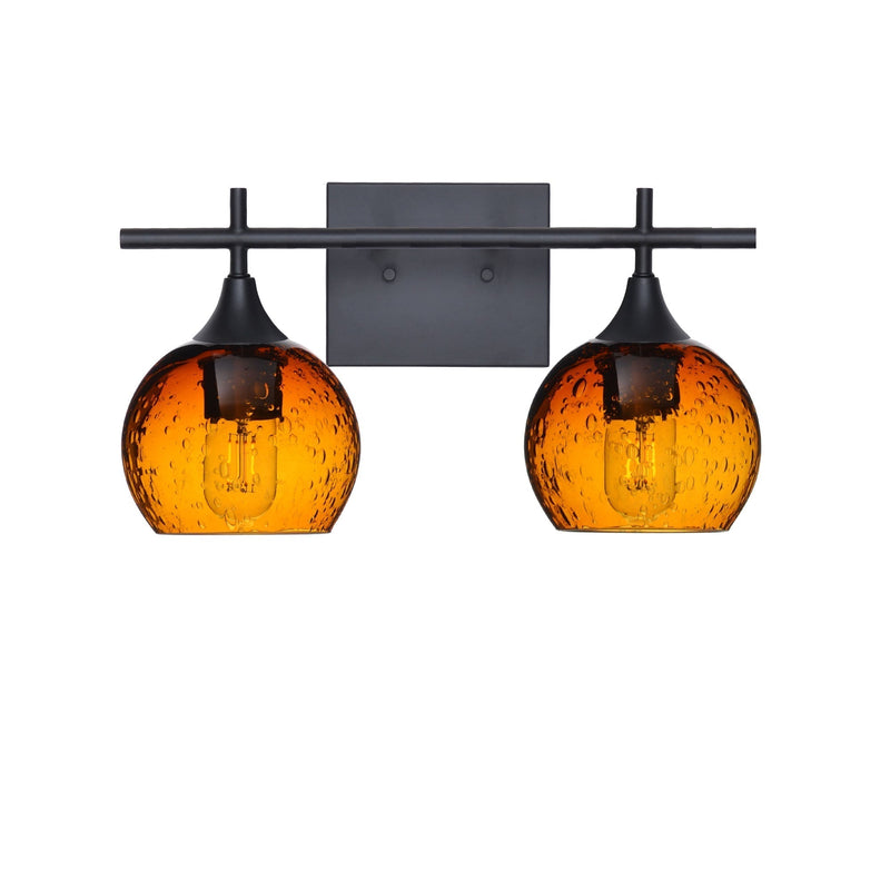 763 2-Light Wall Vanity – Matte Black / Lunar / Golden Amber
