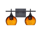 763 2-Light Wall Vanity-Bicycle Glass Co-Matte Black-Lunar-Golden Amber-Bicycle Glass Co