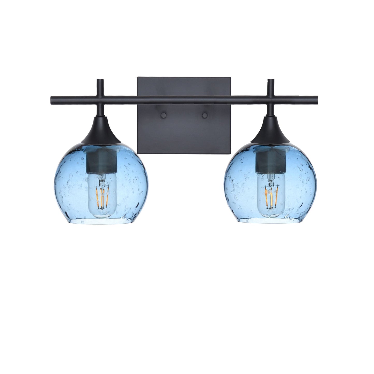 763 2-Light Wall Vanity-Bicycle Glass Co-Matte Black-Lunar-Steel Blue-Bicycle Glass Co